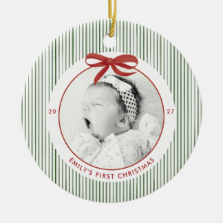 Erstes Weihnachten des Babys gestreift Keramik Ornament