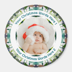 Erstes Weihnachten des Babys - grünes Fotogeschenk Magnet