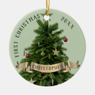 Erstes Weihnachten des Babys, hellgrüner Keramik-S Keramik Ornament