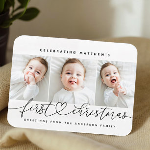 Erstes Weihnachten des Babys Modern Einfach 3 Foto Magnet