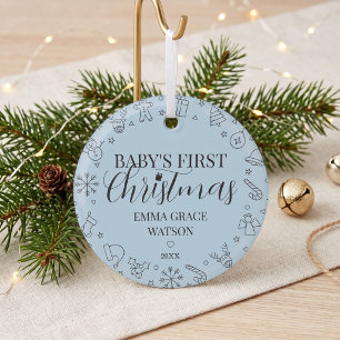 Erstes Weihnachten des Babys personalisierte Namen Ornament Aus Glas