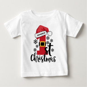 Erstes Weihnachten des Babys personalisierter Name Baby T-shirt