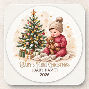 Erstes Weihnachten des Babys personalisierter Weih Getränkeuntersetzer