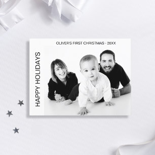 Erstes Weihnachten des Babys Schwarz-Weiß-Foto