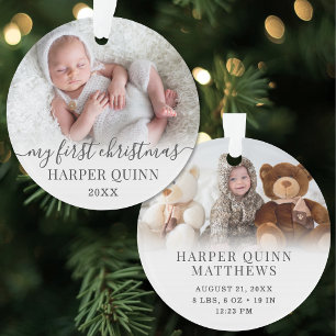 Erstes Weihnachten des Babys Stylisch Chic Foto Ornament