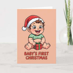 Erstes Weihnachten des Babys Süßer Weihnachtsmann Karte