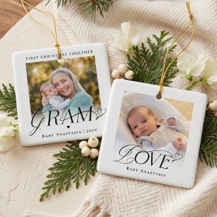 Erstes Weihnachten des Enkelkindes mit Oma - Foto- Keramikornament