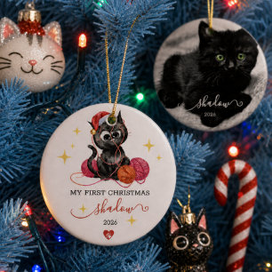 Erstes Weihnachten des Kätzchens - Benutzerdefinie Keramik Ornament