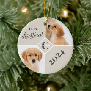 Erstes Weihnachten des Welpen 2 Foto Keramik Ornament