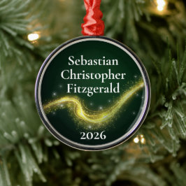 Erstes Weihnachten Dunkelgrünes Neugeborenen-Anden Ornament Aus Metall