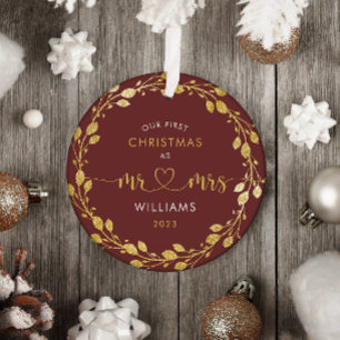 Erstes Weihnachten Ehemann und Ehefrau Goldkranz F Ornament Aus Metall