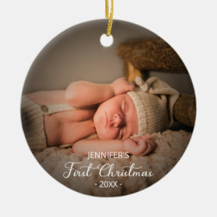 Erstes Weihnachten eines neugeborenen Babys, indiv Keramik Ornament