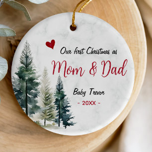 Erstes Weihnachten Eltern, Mama und Papa Ornament, Keramik Ornament