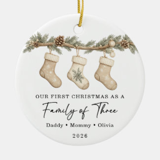 Erstes Weihnachten Familie zu Dritt Benutzerdefini Keramik Ornament