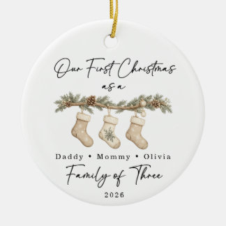Erstes Weihnachten Familie zu Dritt Benutzerdefini Keramik Ornament