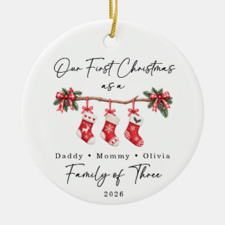 Erstes Weihnachten Familie zu Dritt Benutzerdefini Keramik Ornament