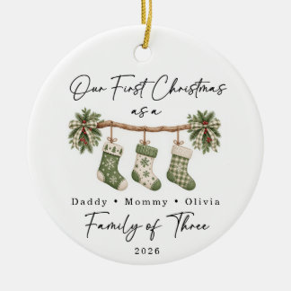 Erstes Weihnachten Familie zu Dritt Benutzerdefini Keramik Ornament
