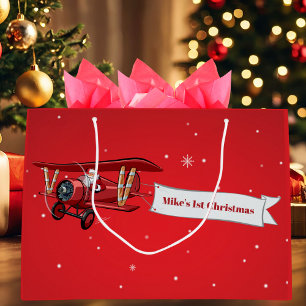 Erstes Weihnachten Flugzeug & Weihnachtsmann Benut Große Geschenktüte