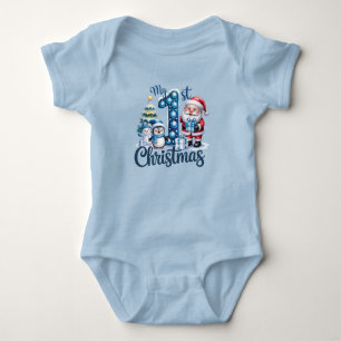 Erstes Weihnachten für Baby Jungen Blau Strampler
