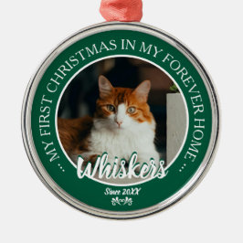 Erstes Weihnachten für immer Zuhause Katzenfoto un Ornament Aus Metall