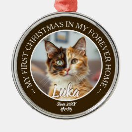 Erstes Weihnachten für immer Zuhause Katzenfoto un Ornament Aus Metall