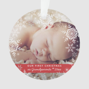 Erstes Weihnachten Großeltern Schneeflocken Baby-F Ornament
