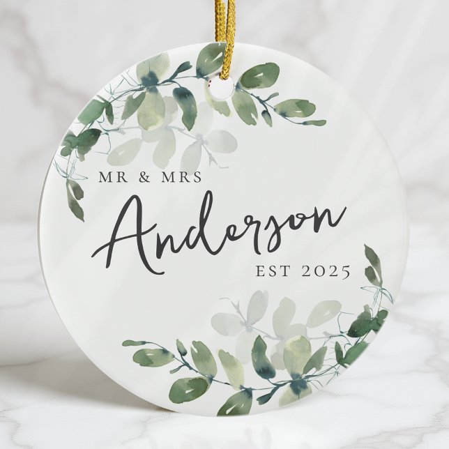 Erstes Weihnachten Herr und Frau Eucalyptus Keramik Ornament (Von Creator hochgeladen)