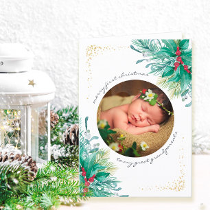 Erstes Weihnachten Holly und Mistel Baby Foto Hol