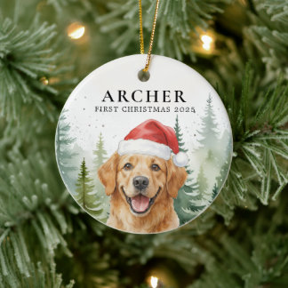 Erstes Weihnachten Hund Haustier Welpe Foto Person Keramik Ornament