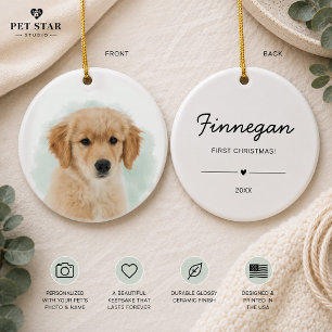 Erstes Weihnachten Hund Katze Andenken Foto Name Keramik Ornament
