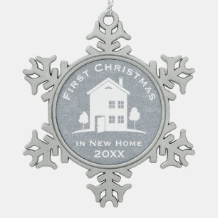 Erstes Weihnachten im neuen Glitzer-Silber des Schneeflocken Zinn-Ornament