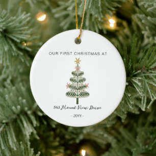 Erstes Weihnachten im neuen Zuhause - Adressenschm Keramik Ornament