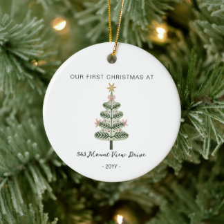 Erstes Weihnachten im neuen Zuhause - Adressenschm Keramik Ornament