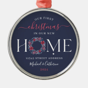 Erstes Weihnachten im neuen Zuhause Eleganter Navy Ornament Aus Metall