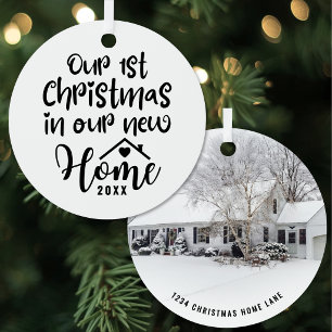Erstes Weihnachten im neuen Zuhause Foto Ornament Aus Metall