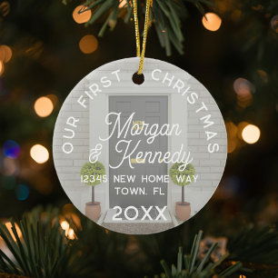 Erstes Weihnachten im neuen Zuhause Namensanhänger Keramik Ornament