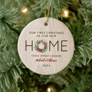 Erstes Weihnachten im neuen Zuhause Rustikales Fau Keramik Ornament