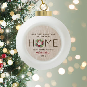 Erstes Weihnachten im neuen Zuhause Rustikales Kun Keramik Kugel-Ornament
