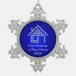 Erstes Weihnachten im neuen Zuhause Schneeflocken Zinn-Ornament