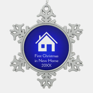 Erstes Weihnachten im neuen Zuhause Schneeflocken Zinn-Ornament