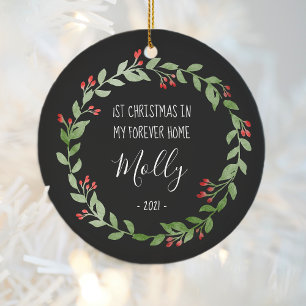 Erstes Weihnachten im neuen Zuhause Schwarz Weiß H Keramik Ornament