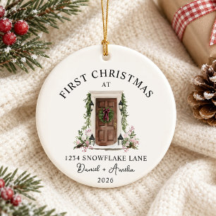 Erstes Weihnachten im neuen Zuhause Wasserfarbe Br Keramik Ornament