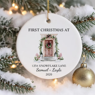 Erstes Weihnachten im neuen Zuhause Wasserfarbe Br Keramik Ornament