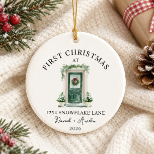 Erstes Weihnachten im neuen Zuhause Wasserfarbe Gr Keramik Ornament