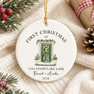 Erstes Weihnachten im neuen Zuhause Wasserfarbe Gr Keramik Ornament