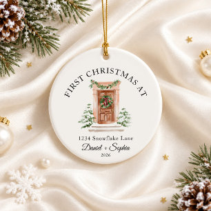 Erstes Weihnachten im neuen Zuhause Wasserfarbe Tü Keramik Ornament