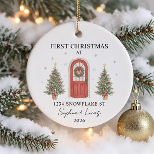 Erstes Weihnachten im neuen Zuhause Wasserfarbe Tü Keramik Ornament