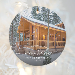 Erstes Weihnachten im neuen Zuhause White Script 2 Keramik Ornament