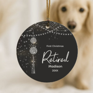 Erstes Weihnachten im Ruhestand elegante schwarze Keramik Ornament