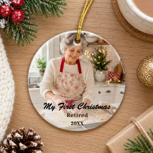 Erstes Weihnachten im Ruhestand Foto Keramik Ornament